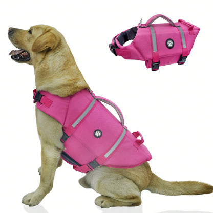 Dog Life Jacket, Lightweight Adjustable Buoyancy Vest With Rescue Handle, High Visibility Reflective Design, Suitable For Small And Medium Dogs Swimming And Boating