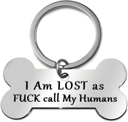 Dog Tags For Dog Mom Funny Pet Tag Keychain For Cats Dogs ID Tag Owner Bone Shape Tags For Dogs And Cats I'M Lost My New Puppy