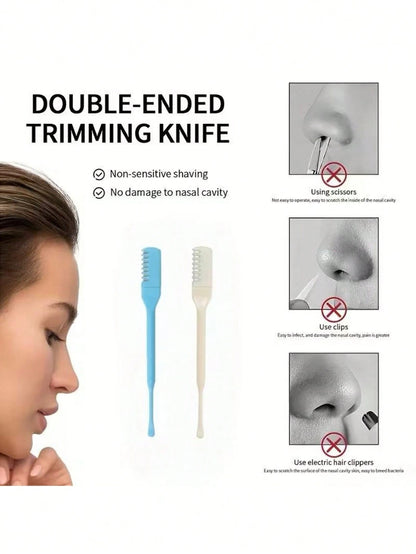 Double-Sided Nose Hair Trimmer, Portable Manual Nose Hair Trimming Set, Suitable For Men And Women, 360° Rotatable Nose Hair Trimmer- Nasal Care Tool
