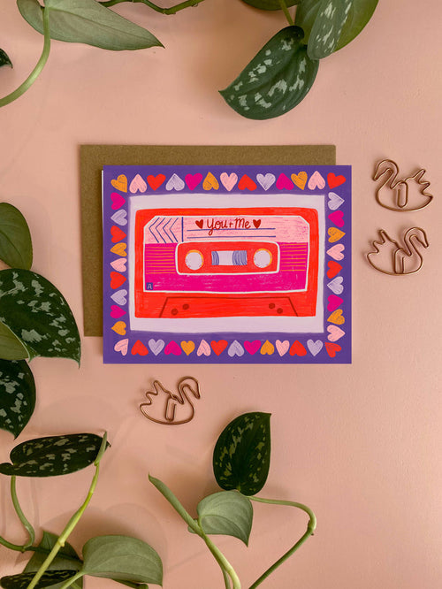Dream Folk Studio - You + Me | Retro Mix Tape | Greeting Card