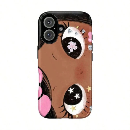 Dreamy INS Glittering Big Eyes Comic Girl Lovely Phone Case, Cute Kawaii Big Eye Anime Phone Case For IPhone 17 16 15 14 13 12 11 Pro Max X XS & SS Galaxy S21–S25 Plus Ultra, Kawaii Aesthetic Big Eyel