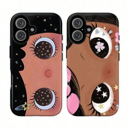 Dreamy INS Glittering Big Eyes Comic Girl Lovely Phone Case, Cute Kawaii Big Eye Anime Phone Case For IPhone 17 16 15 14 13 12 11 Pro Max X XS & SS Galaxy S21–S25 Plus Ultra, Kawaii Aesthetic Big Eyel