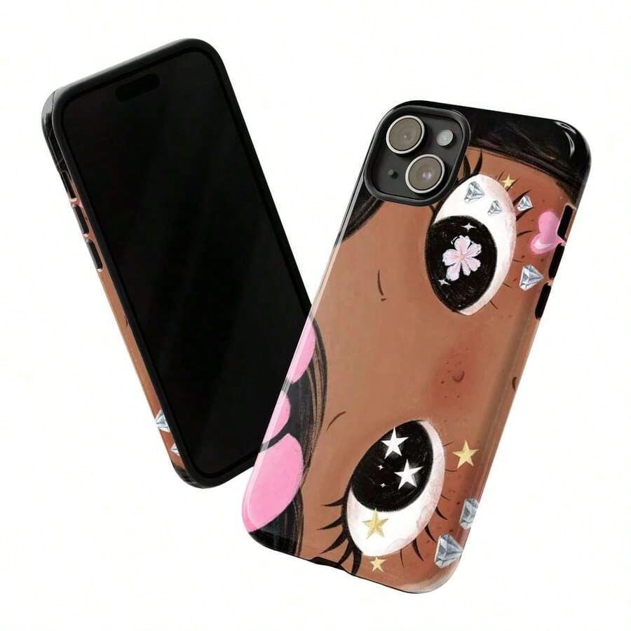 Dreamy INS Glittering Big Eyes Comic Girl Lovely Phone Case, Cute Kawaii Big Eye Anime Phone Case For IPhone 17 16 15 14 13 12 11 Pro Max X XS & SS Galaxy S21–S25 Plus Ultra, Kawaii Aesthetic Big Eyel