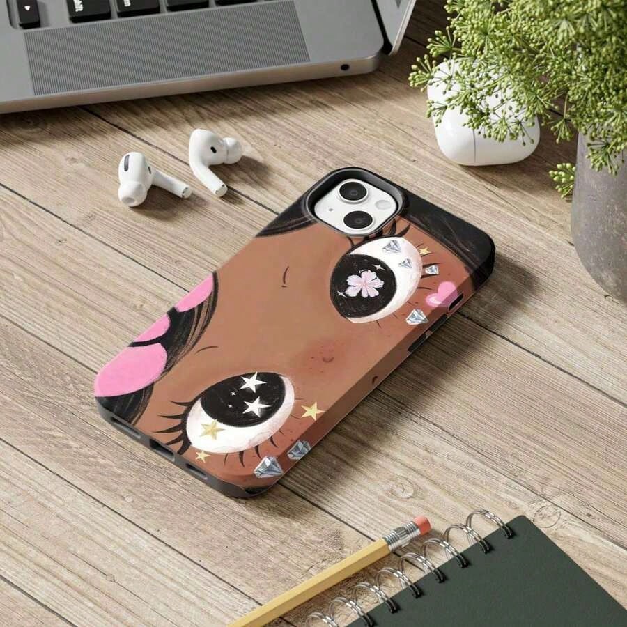 Dreamy INS Glittering Big Eyes Comic Girl Lovely Phone Case, Cute Kawaii Big Eye Anime Phone Case For IPhone 17 16 15 14 13 12 11 Pro Max X XS & SS Galaxy S21–S25 Plus Ultra, Kawaii Aesthetic Big Eyel