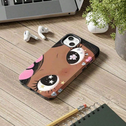 Dreamy INS Glittering Big Eyes Comic Girl Lovely Phone Case, Cute Kawaii Big Eye Anime Phone Case For IPhone 17 16 15 14 13 12 11 Pro Max X XS & SS Galaxy S21–S25 Plus Ultra, Kawaii Aesthetic Big Eyel