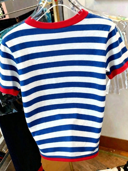 DrmWander Women's T-Shirt, Casual Street Wear Y2k Street Style Graphic Short Sleeve T-Shirt, Cute Summer Top Everyday Red Checkered