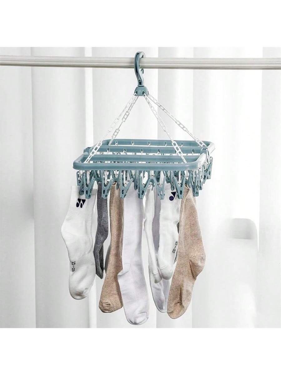 Drying Hanger With 32 Clips And Drip Foldable Hanging Rack,Plastic Hanging Drying Rack For Clothes Underwear Socks Love Valentine