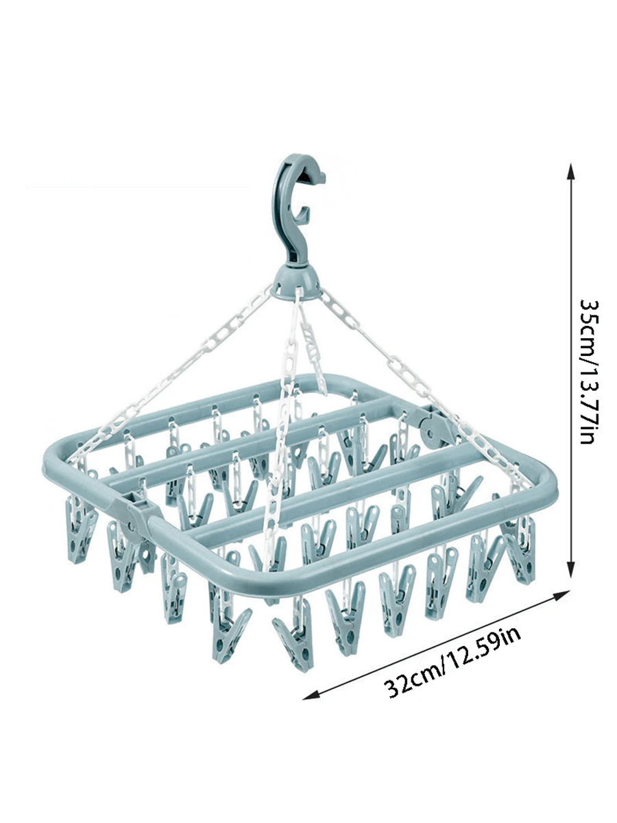 Drying Hanger With 32 Clips And Drip Foldable Hanging Rack,Plastic Hanging Drying Rack For Clothes Underwear Socks Love Valentine