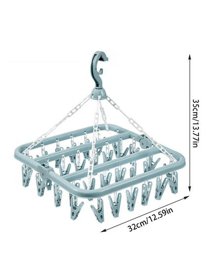 Drying Hanger With 32 Clips And Drip Foldable Hanging Rack,Plastic Hanging Drying Rack For Clothes Underwear Socks Love Valentine
