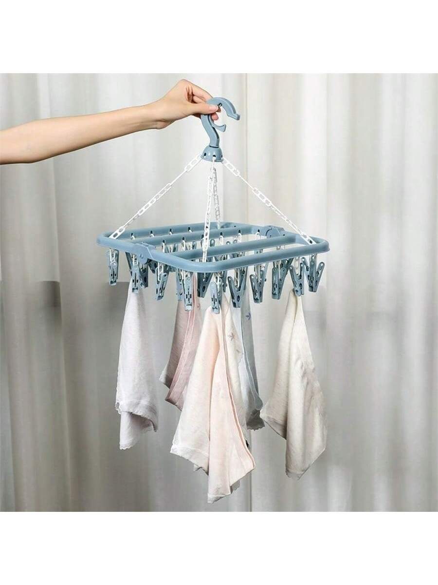 Drying Hanger With 32 Clips And Drip Foldable Hanging Rack,Plastic Hanging Drying Rack For Clothes Underwear Socks Love Valentine