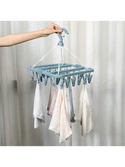 Drying Hanger With 32 Clips And Drip Foldable Hanging Rack,Plastic Hanging Drying Rack For Clothes Underwear Socks Love Valentine