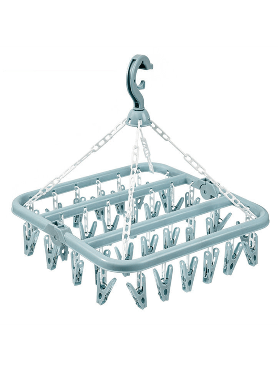 Drying Hanger With 32 Clips And Drip Foldable Hanging Rack,Plastic Hanging Drying Rack For Clothes Underwear Socks Love Valentine