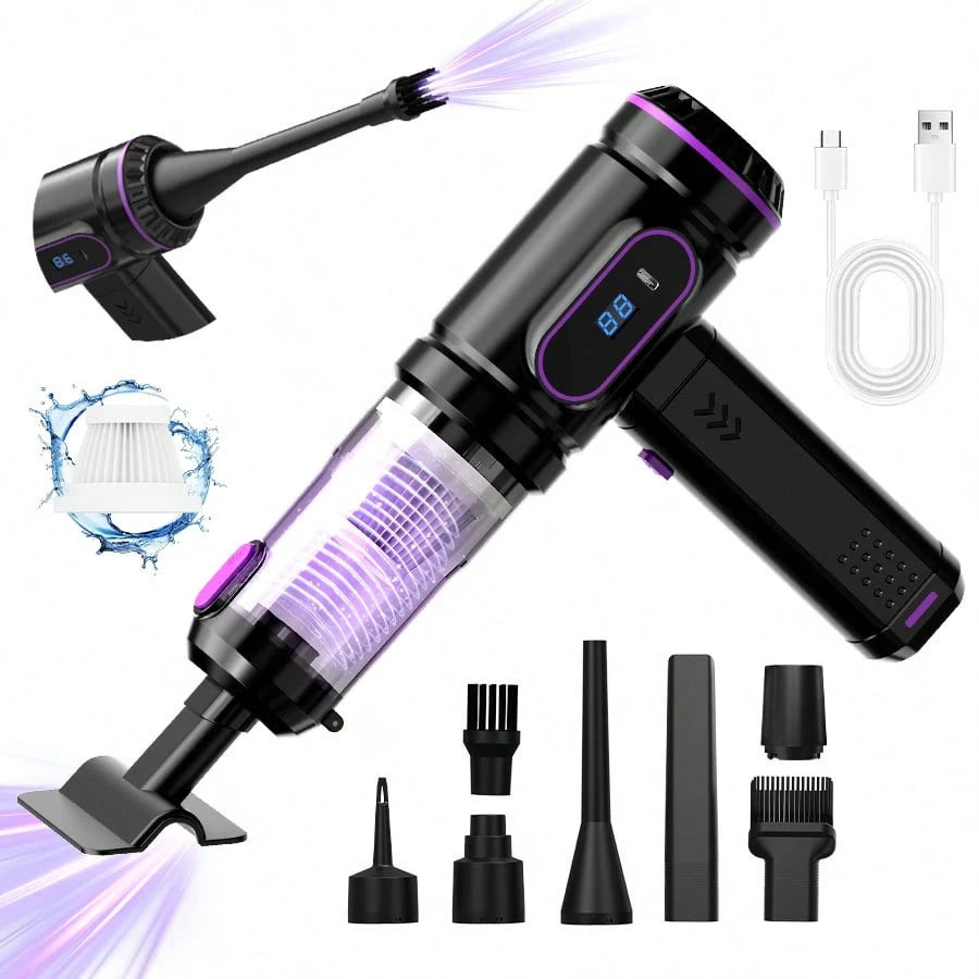 Dual-Battery Wireless USB Rechargeable Vacuum Cleaner For Car And Home, Powerful Portable Handheld Mini Vacuum For Floor Crevices, Includes Accessory Kit, Cleaning Brush, And Carpet Cleaner