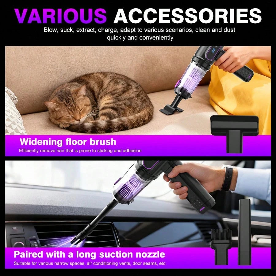 Dual-Battery Wireless USB Rechargeable Vacuum Cleaner For Car And Home, Powerful Portable Handheld Mini Vacuum For Floor Crevices, Includes Accessory Kit, Cleaning Brush, And Carpet Cleaner