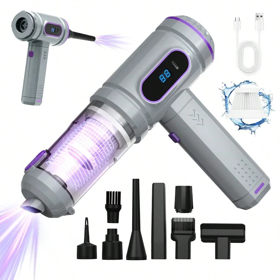 Dual-Battery Wireless USB Rechargeable Vacuum Cleaner For Car And Home, Powerful Portable Handheld Mini Vacuum For Floor Crevices, Includes Accessory Kit, Cleaning Brush, And Carpet Cleaner