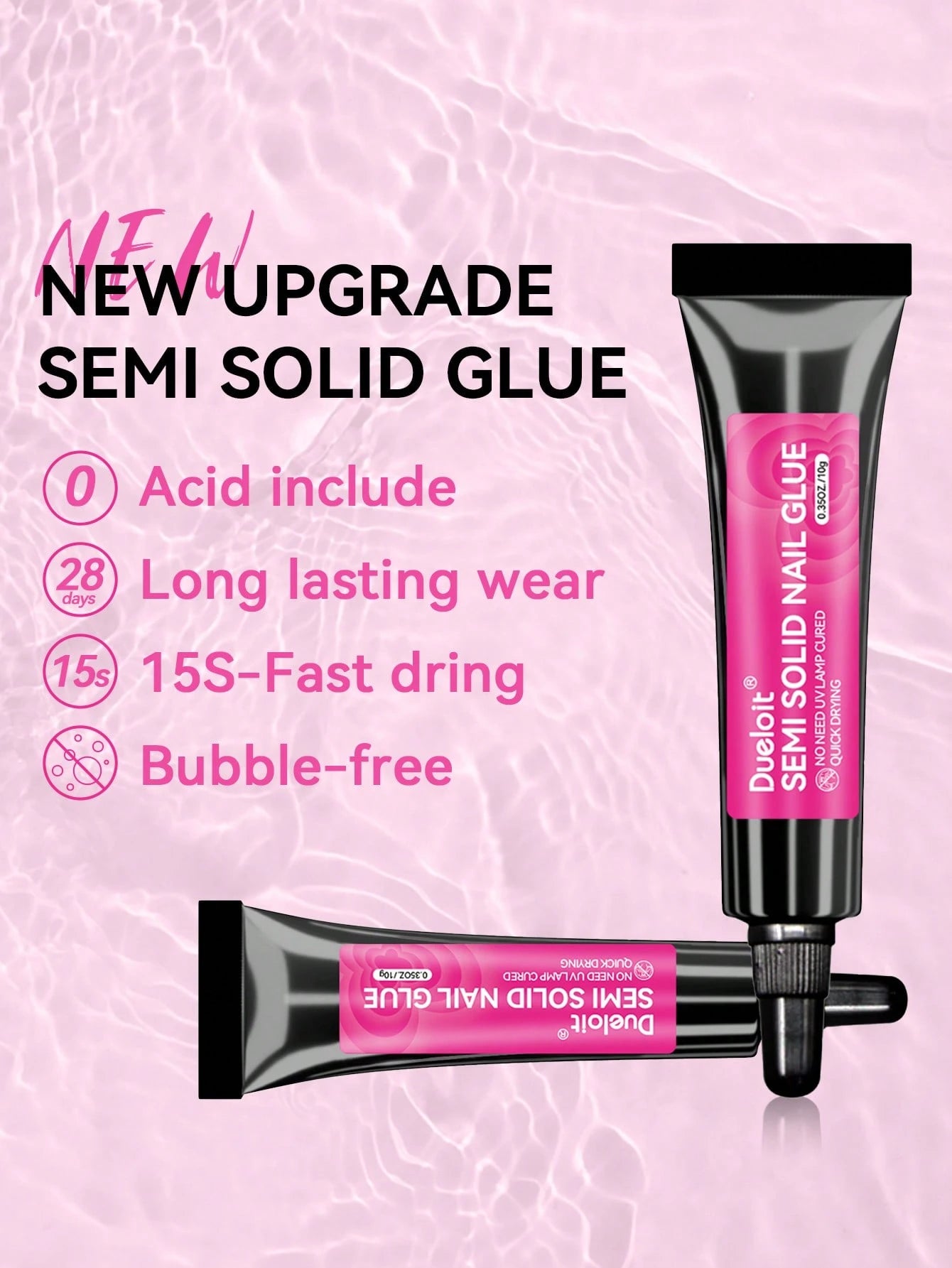 Dueloit 2pcs/1pc New Upgraded Quick-Drying 10g Semi-Solid Nail Glue Suitable For Nail Art Tips No UV Light Needed Long-Lasting Realistic Acrylic Nail Glue Set, Random