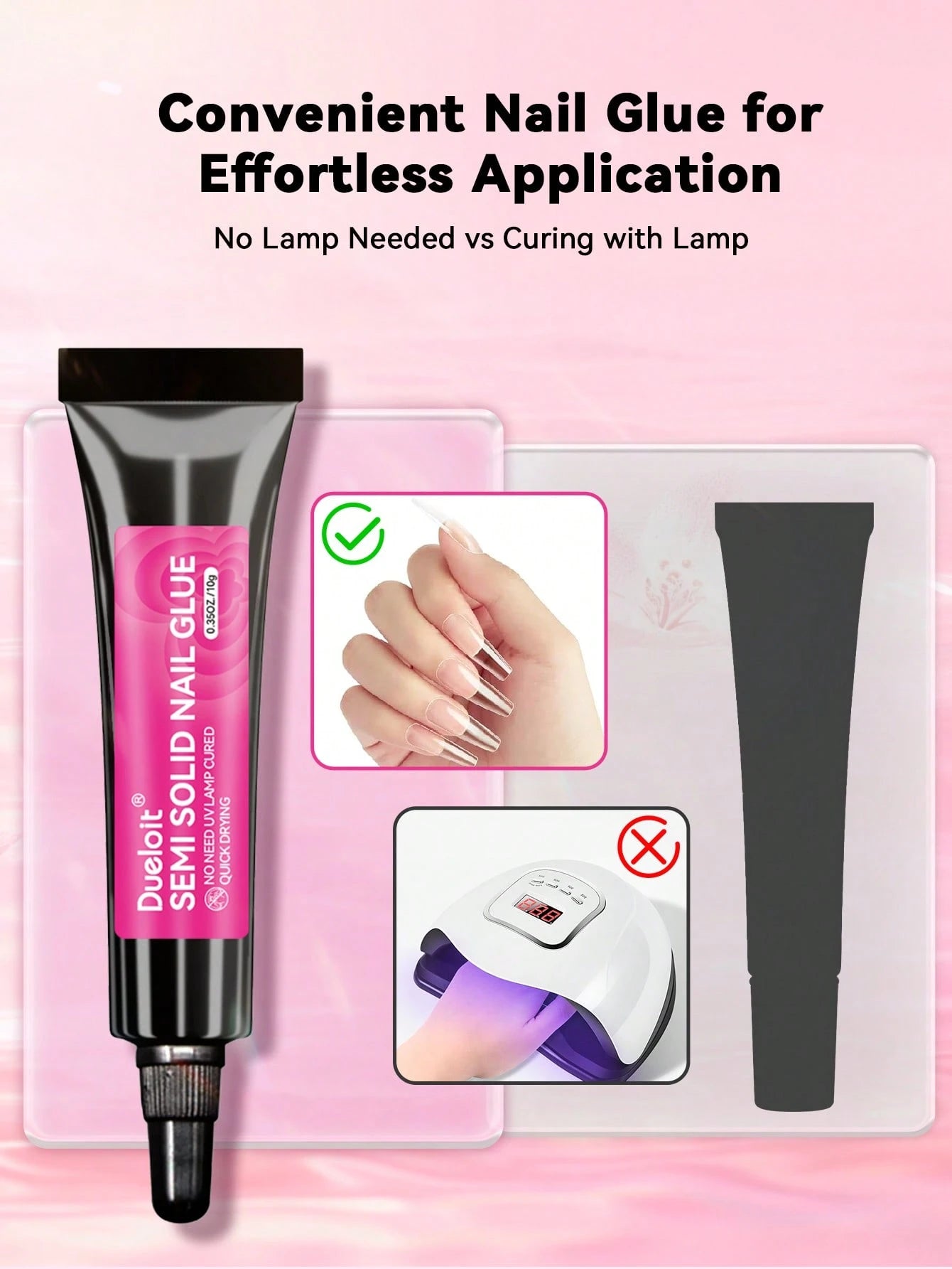 Dueloit 2pcs/1pc New Upgraded Quick-Drying 10g Semi-Solid Nail Glue Suitable For Nail Art Tips No UV Light Needed Long-Lasting Realistic Acrylic Nail Glue Set, Random