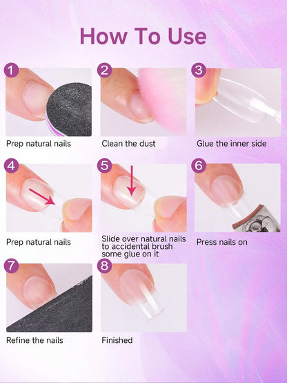 Dueloit 8ml Super Strong Brush-On Nail Glue, Suitable For Acrylic Nails, Nail Tips And Press-On False Nails, Can Repair Broken Nails, Acrylic Nail Glue/Nail Adhesive/Nail Gel, Durable