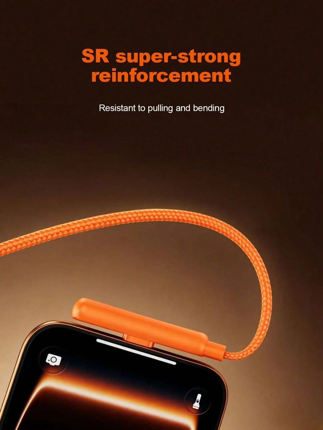 Durcord 2-In-1 240W(Max) Fast Charging Foldable Stand Data Cable, Orange/Black And Orange Phone Charger/Car Charger Accessory, Nylon Braided Fast Charging Cable, Foldable Phone/Tablet Stand Type-C To