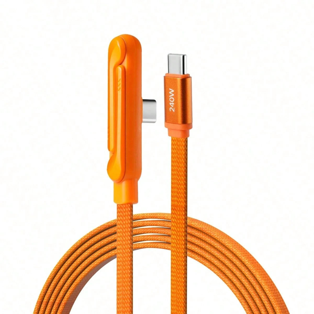 Durcord 2-In-1 240W(Max) Fast Charging Foldable Stand Data Cable, Orange/Black And Orange Phone Charger/Car Charger Accessory, Nylon Braided Fast Charging Cable, Foldable Phone/Tablet Stand Type-C To