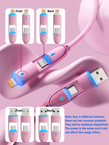 Durcord 4-In-1 66W/100W(Max)/27W Fast Charging Cable, Compatible With Phones, Silicone Charging Cable, Android/Type-C USB Devices, Portable Charger, Charging Cable Compatible With IPhone 17/16/15/14/1