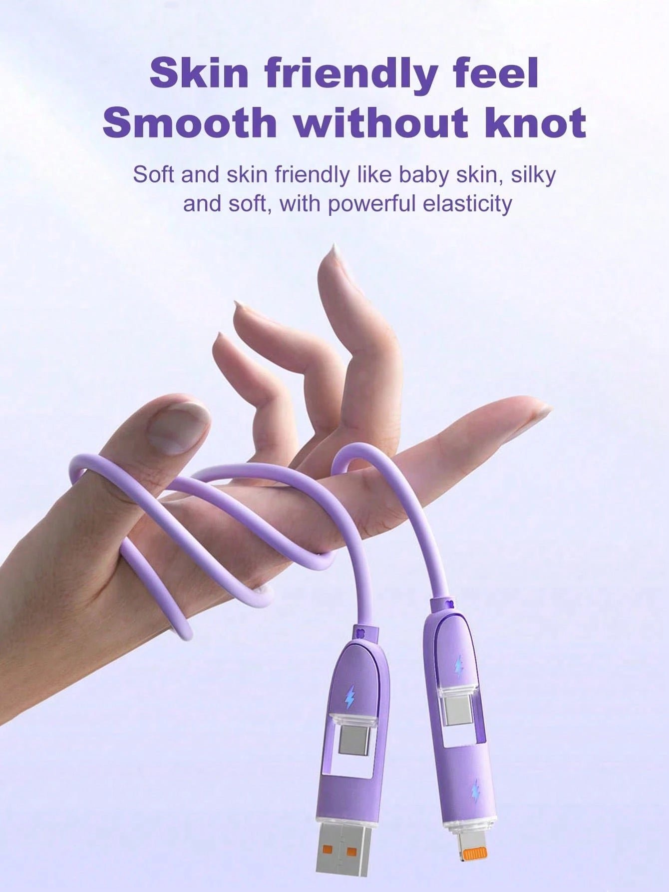 Durcord 4-In-1 66W/100W(Max)/27W Fast Charging Cable, Compatible With Phones, Silicone Charging Cable, Android/Type-C USB Devices, Portable Charger, Charging Cable Compatible With IPhone 17/16/15/14/1