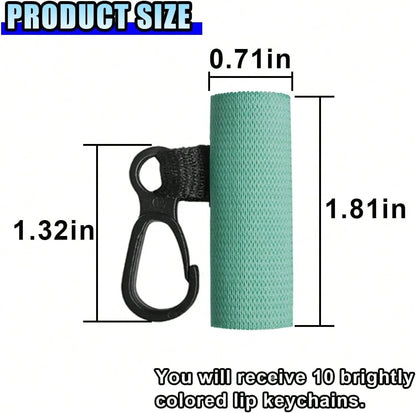 DUSCOKE 10PCS Car Lip Balm Holder Keychain With Clip On U2013 Elastic Lipstick Sleeves Lip Gloss Holders U2013 Portable Lip Balm Pouch Keychain Sleeve Holder For Women (Style 2)