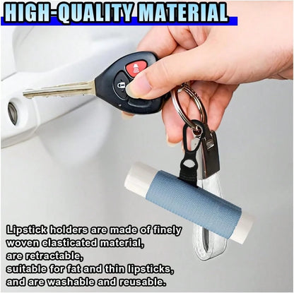 DUSCOKE 10PCS Car Lip Balm Holder Keychain With Clip On U2013 Elastic Lipstick Sleeves Lip Gloss Holders U2013 Portable Lip Balm Pouch Keychain Sleeve Holder For Women (Style 2)