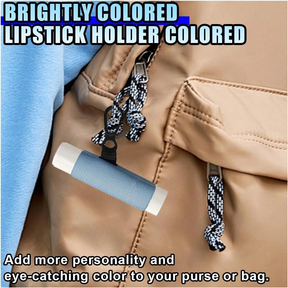 DUSCOKE 10PCS Car Lip Balm Holder Keychain With Clip On U2013 Elastic Lipstick Sleeves Lip Gloss Holders U2013 Portable Lip Balm Pouch Keychain Sleeve Holder For Women (Style 2)