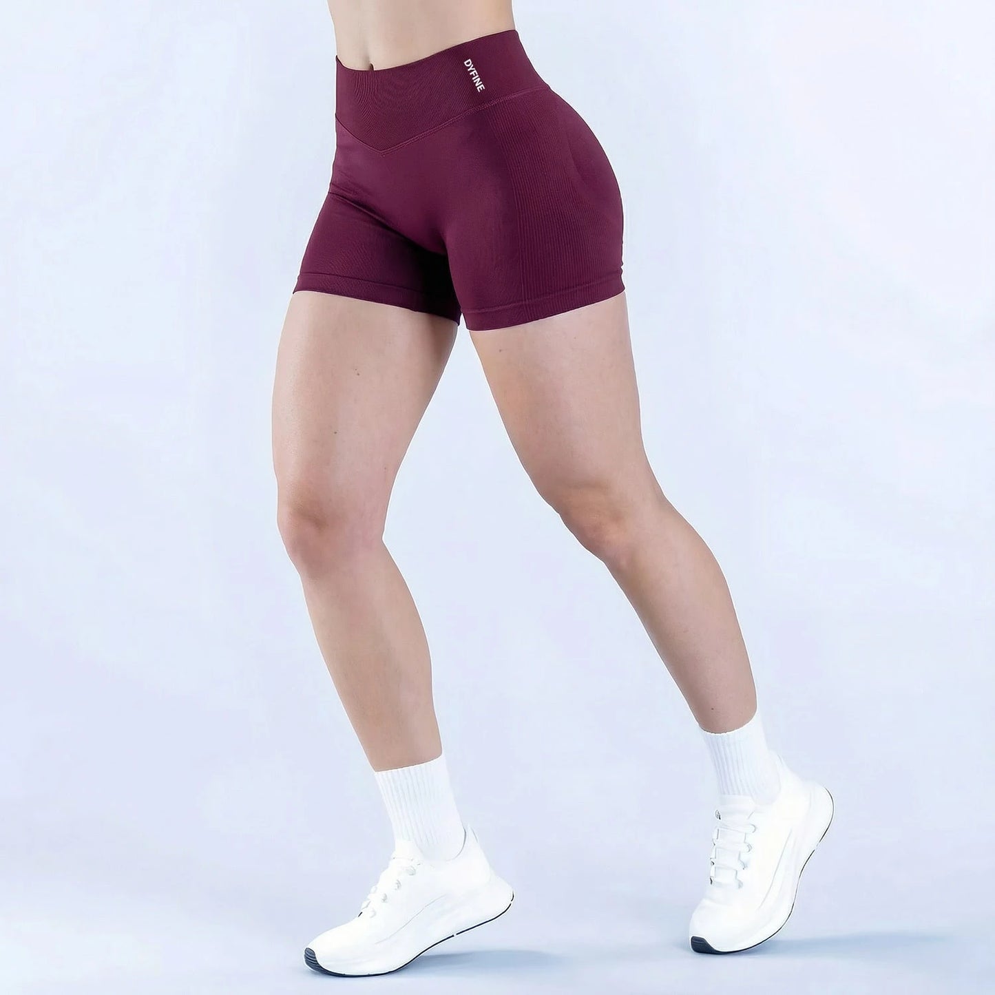 DYFINE Women's Seamless Elastic Butt Lifting Shaping Yoga Fitness Gym Running Sports Shorts