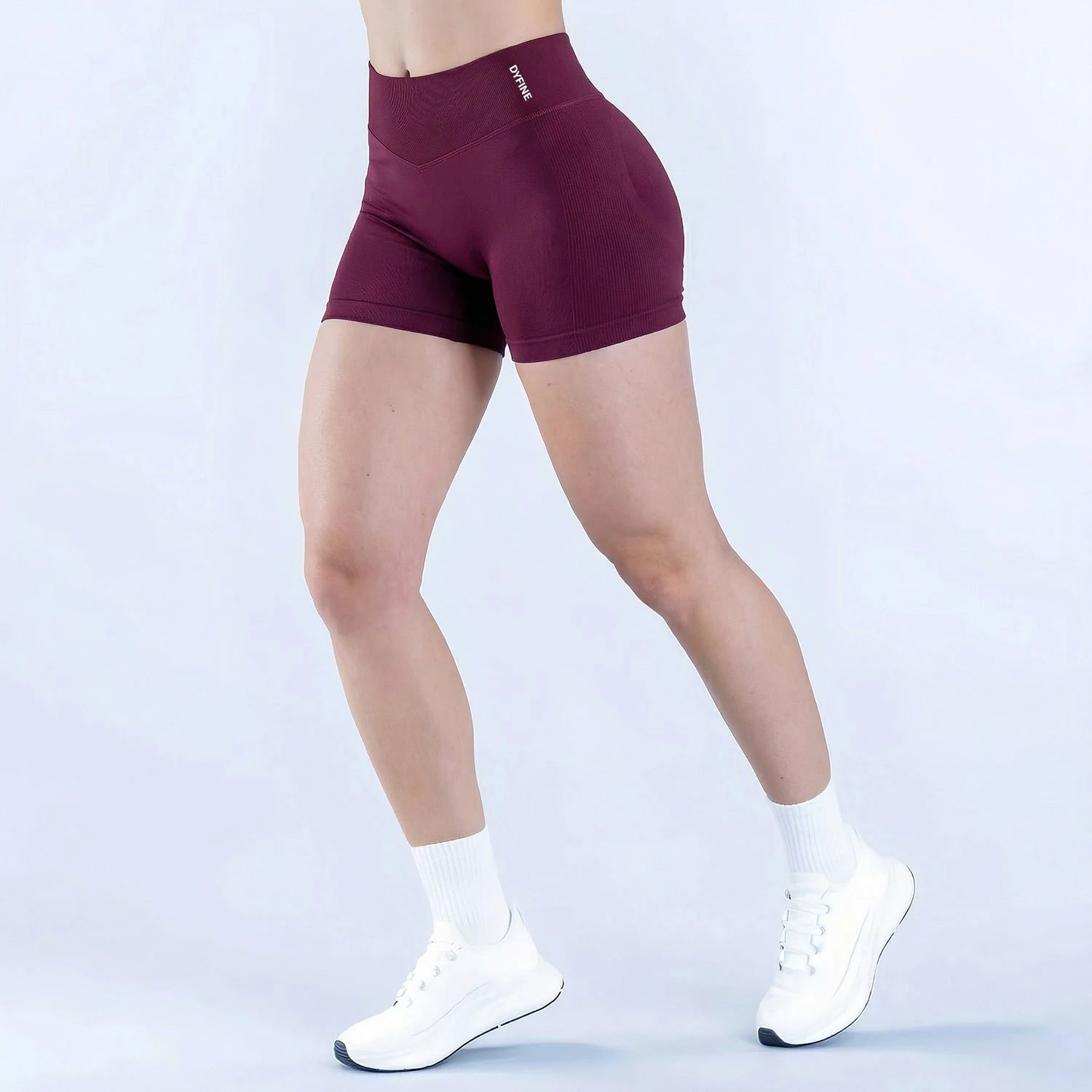 DYFINE Women's Seamless Elastic Butt Lifting Shaping Yoga Fitness Gym Running Sports Shorts