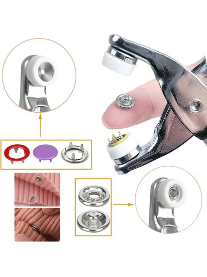 EDCUEBE7 400/800pcs Metal Snap Fasteners, 100/200 Sets Pliers Tools For Five-Claw Fasteners With Box, Fastener Clips Plier Tool For Clothes Leather Handmade Sewing