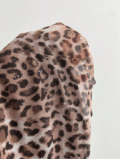 Elamini Yk2 Leopard Print Lace Trim Asymmetric Hem Women Tank Top