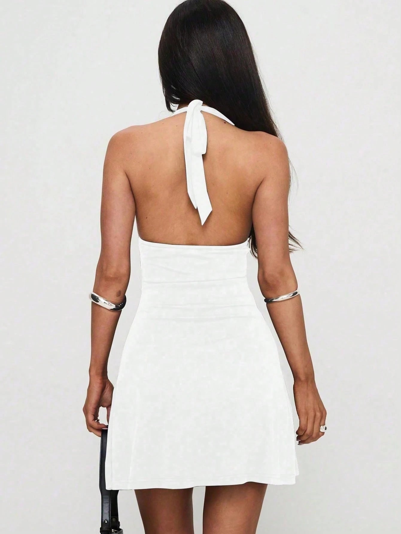 Elegant & Fashionable Deep V-Neck Sleeveless Mini Dress, New Arrival For Summer White