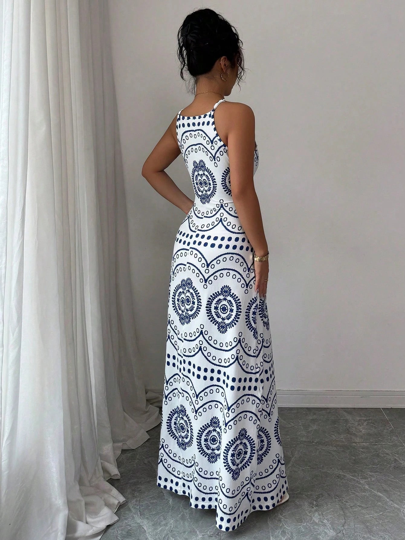 Elenzga Women's Casual Vacation Paris Print Dress