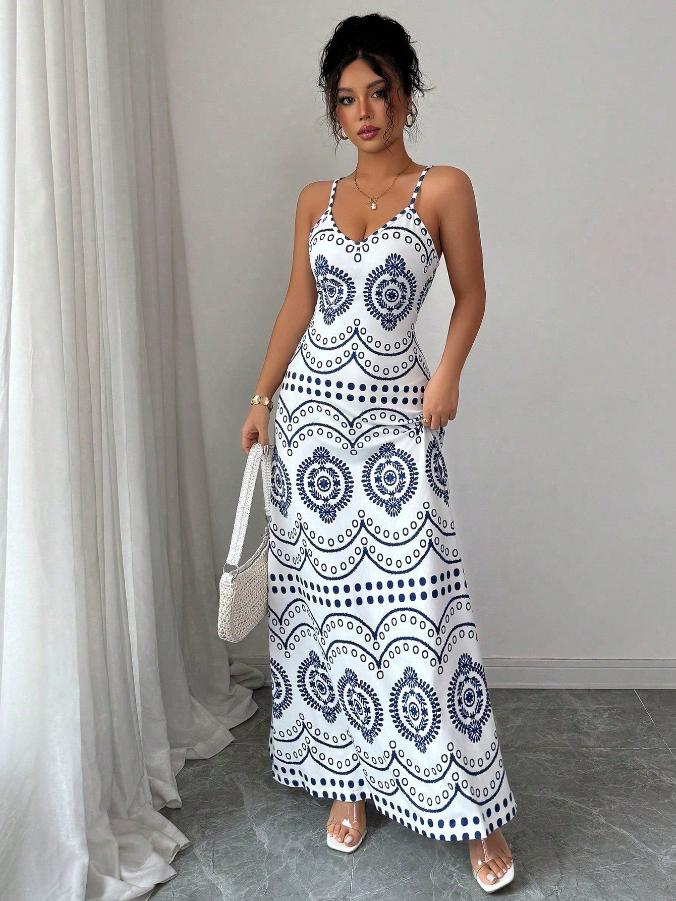 Elenzga Women's Casual Vacation Paris Print Dress