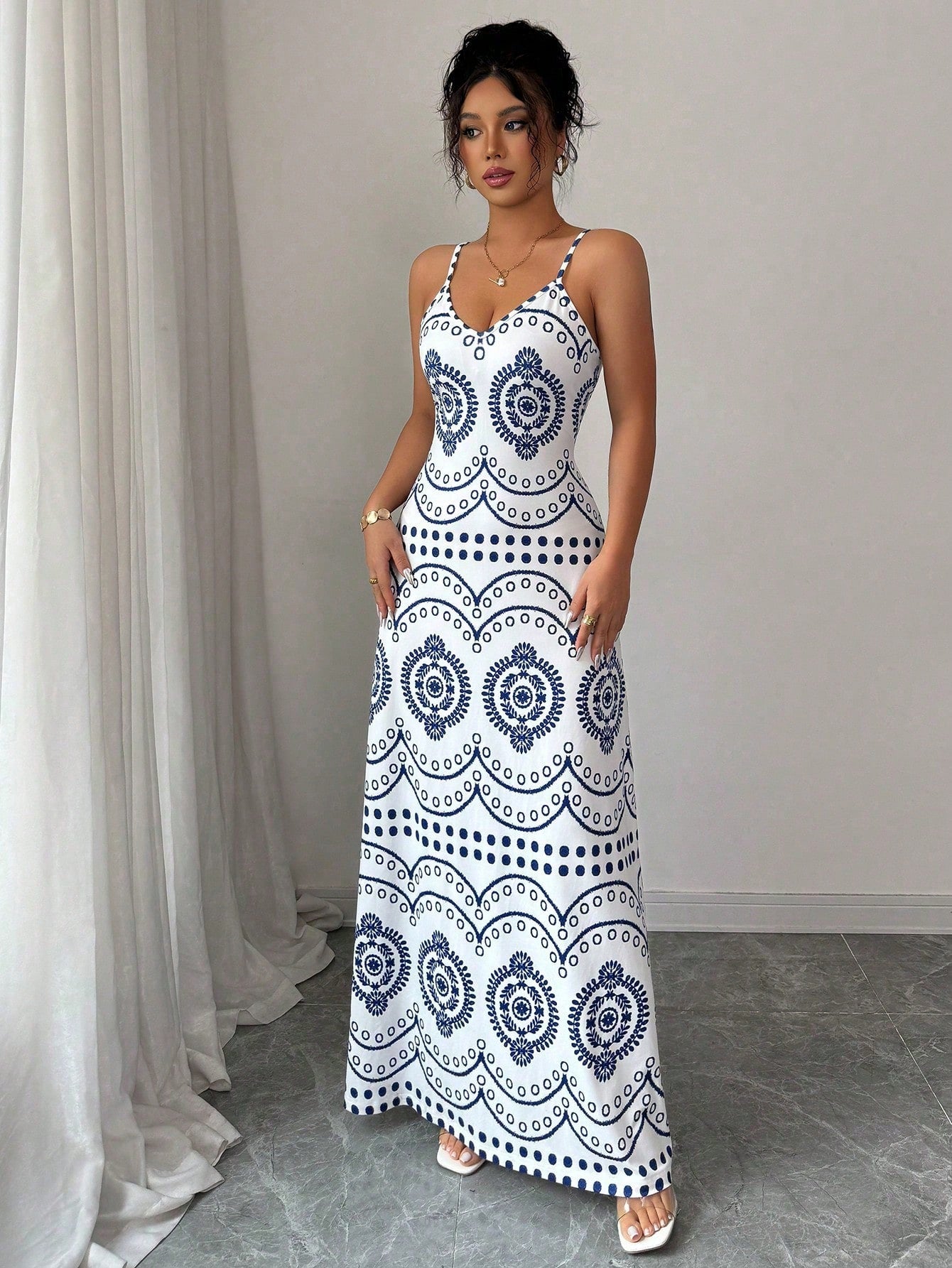 Elenzga Women's Casual Vacation Paris Print Dress