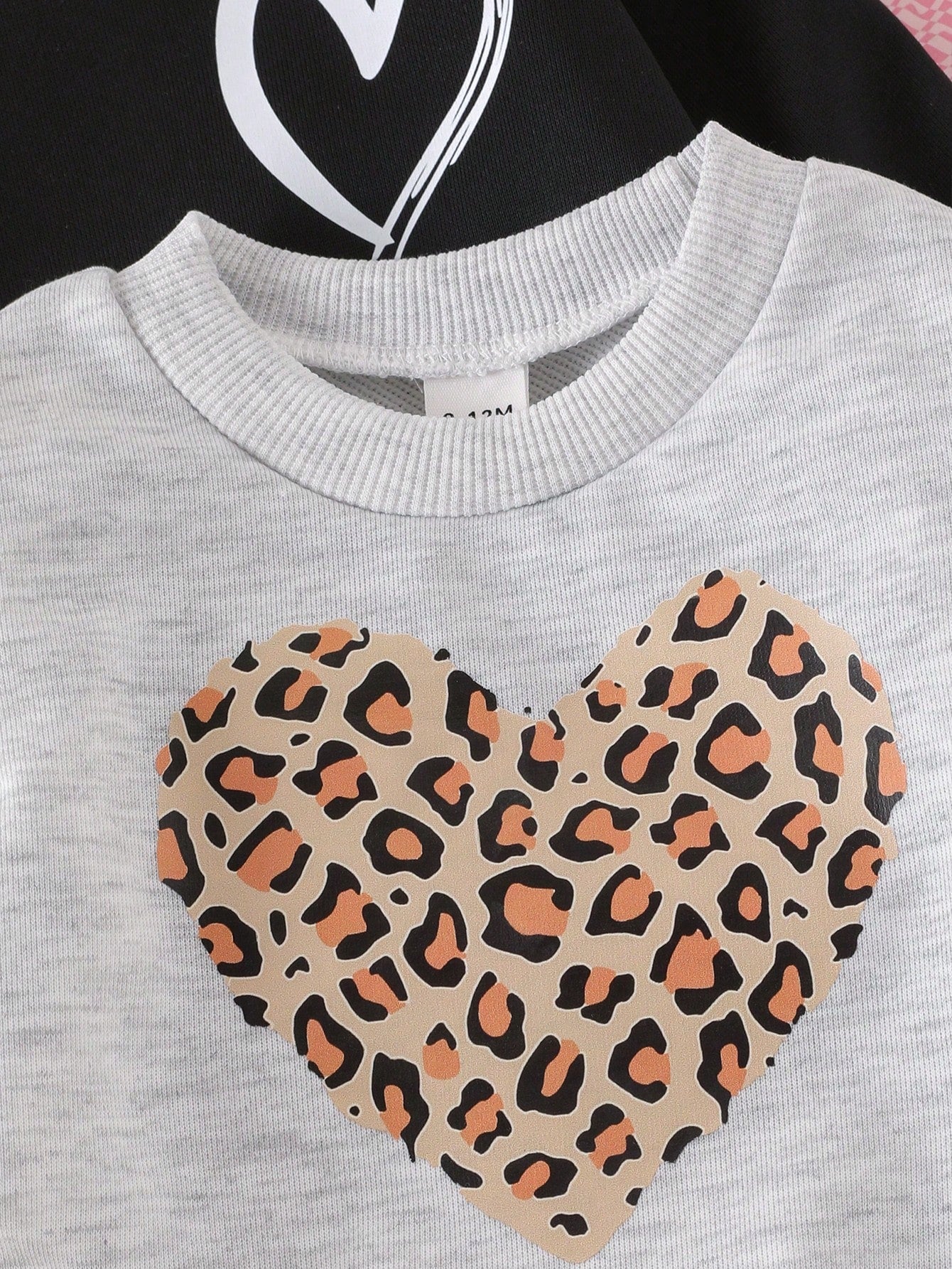 Elladie kids 3pcs Baby/Toddler Heart Print Sweatshirt Set,Light Pink,Autumn,Cute Modest,Vacation,Back-To-School Knitted Round Neck Top And Pants Fashionable Outfit