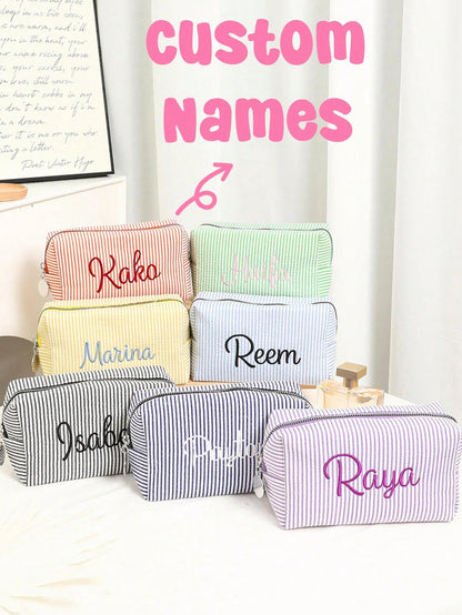 Embroidered Name Cosmetic Bag, Customized Corduroy Cosmetic Bag, Sanitary Napkin Storage Bag, Personalized Women's Gift, Travel Case, Toiletries, Sunscreen Bag, Bridesmaid Gift, Fall Decor, Mother's D