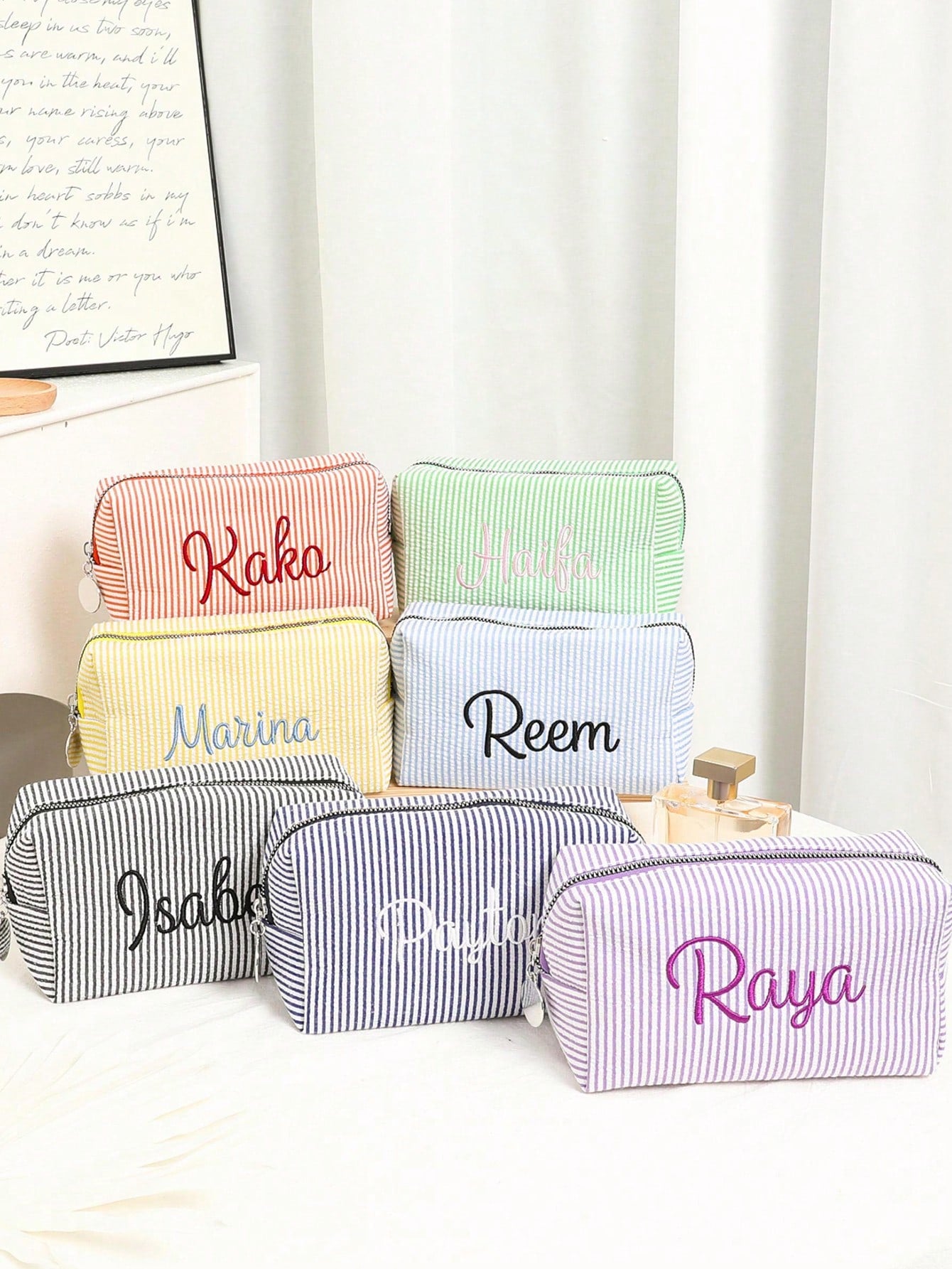 Embroidered Name Cosmetic Bag, Customized Corduroy Cosmetic Bag, Sanitary Napkin Storage Bag, Personalized Women's Gift, Travel Case, Toiletries, Sunscreen Bag, Bridesmaid Gift, Fall Decor, Mother's D