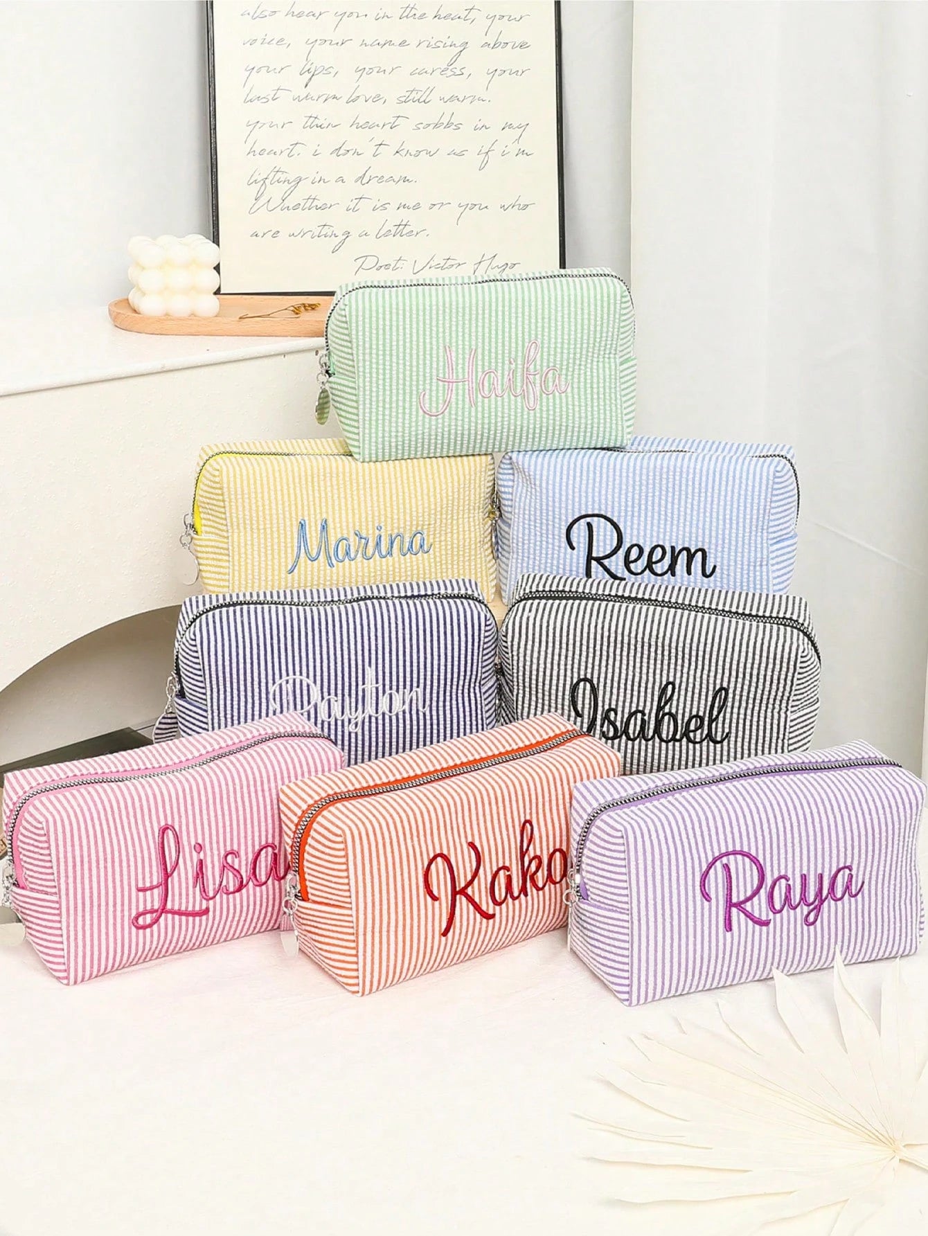 Embroidered Name Cosmetic Bag, Customized Corduroy Cosmetic Bag, Sanitary Napkin Storage Bag, Personalized Women's Gift, Travel Case, Toiletries, Sunscreen Bag, Bridesmaid Gift, Fall Decor, Mother's D