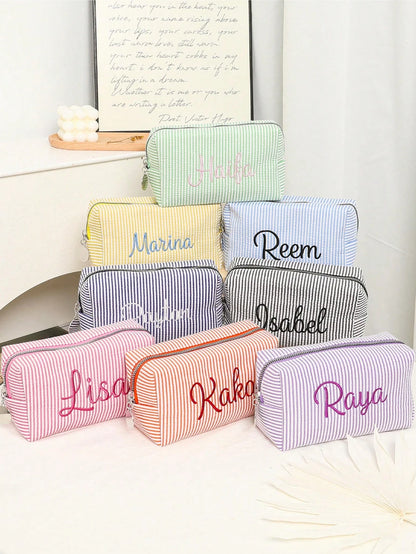 Embroidered Name Cosmetic Bag, Customized Corduroy Cosmetic Bag, Sanitary Napkin Storage Bag, Personalized Women's Gift, Travel Case, Toiletries, Sunscreen Bag, Bridesmaid Gift, Fall Decor, Mother's D