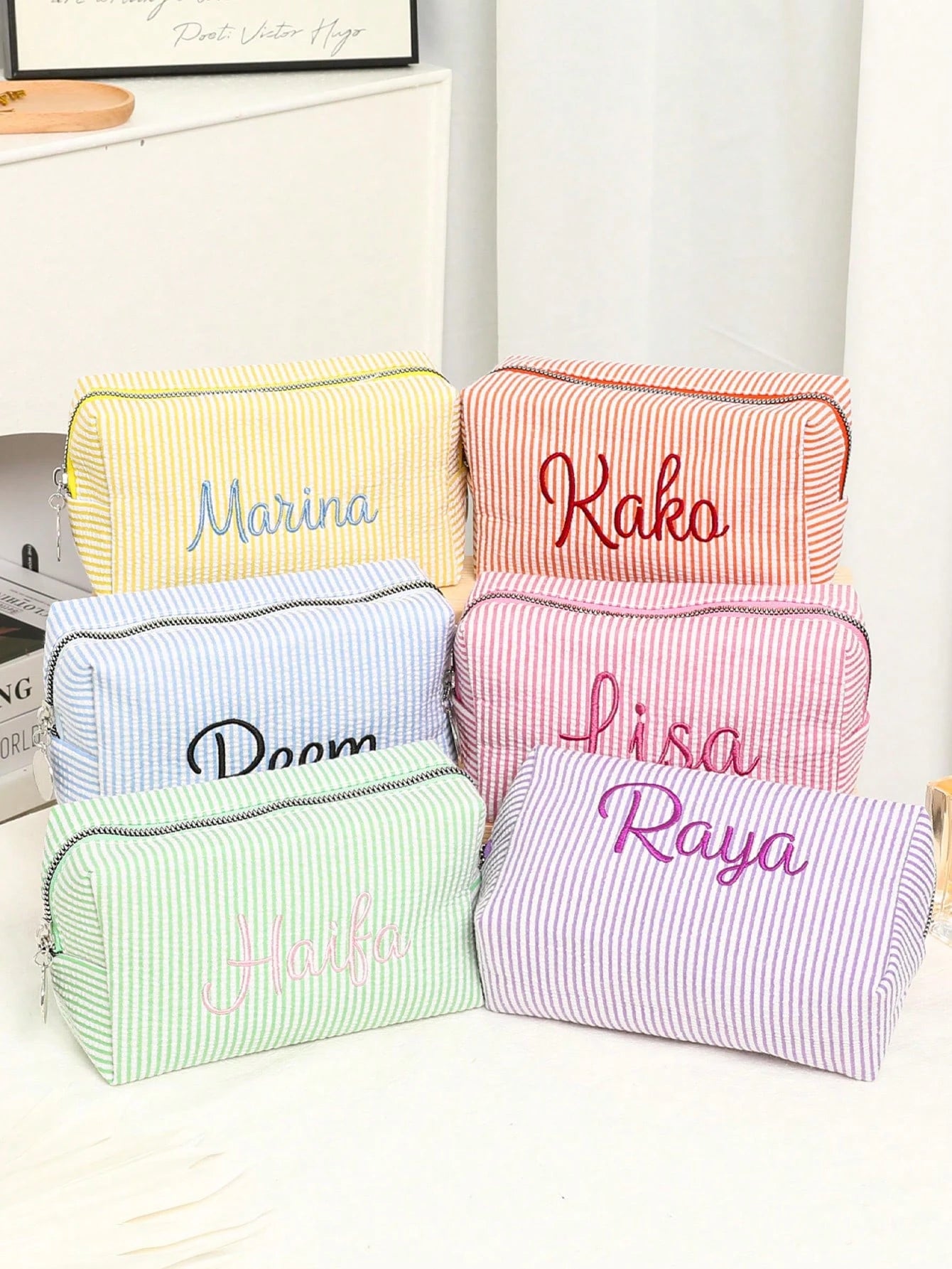 Embroidered Name Cosmetic Bag, Customized Corduroy Cosmetic Bag, Sanitary Napkin Storage Bag, Personalized Women's Gift, Travel Case, Toiletries, Sunscreen Bag, Bridesmaid Gift, Fall Decor, Mother's D