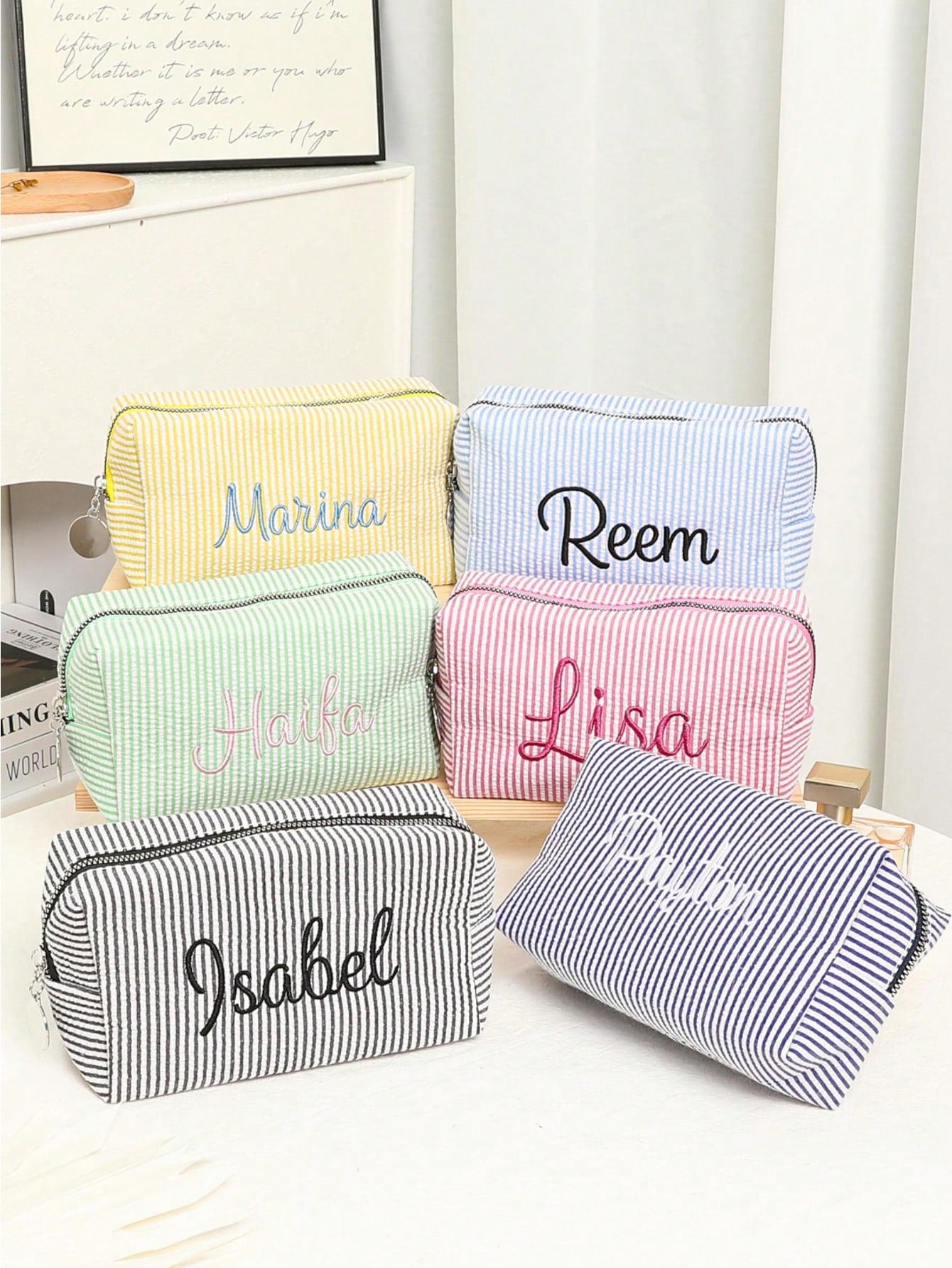 Embroidered Name Cosmetic Bag, Customized Corduroy Cosmetic Bag, Sanitary Napkin Storage Bag, Personalized Women's Gift, Travel Case, Toiletries, Sunscreen Bag, Bridesmaid Gift, Fall Decor, Mother's D