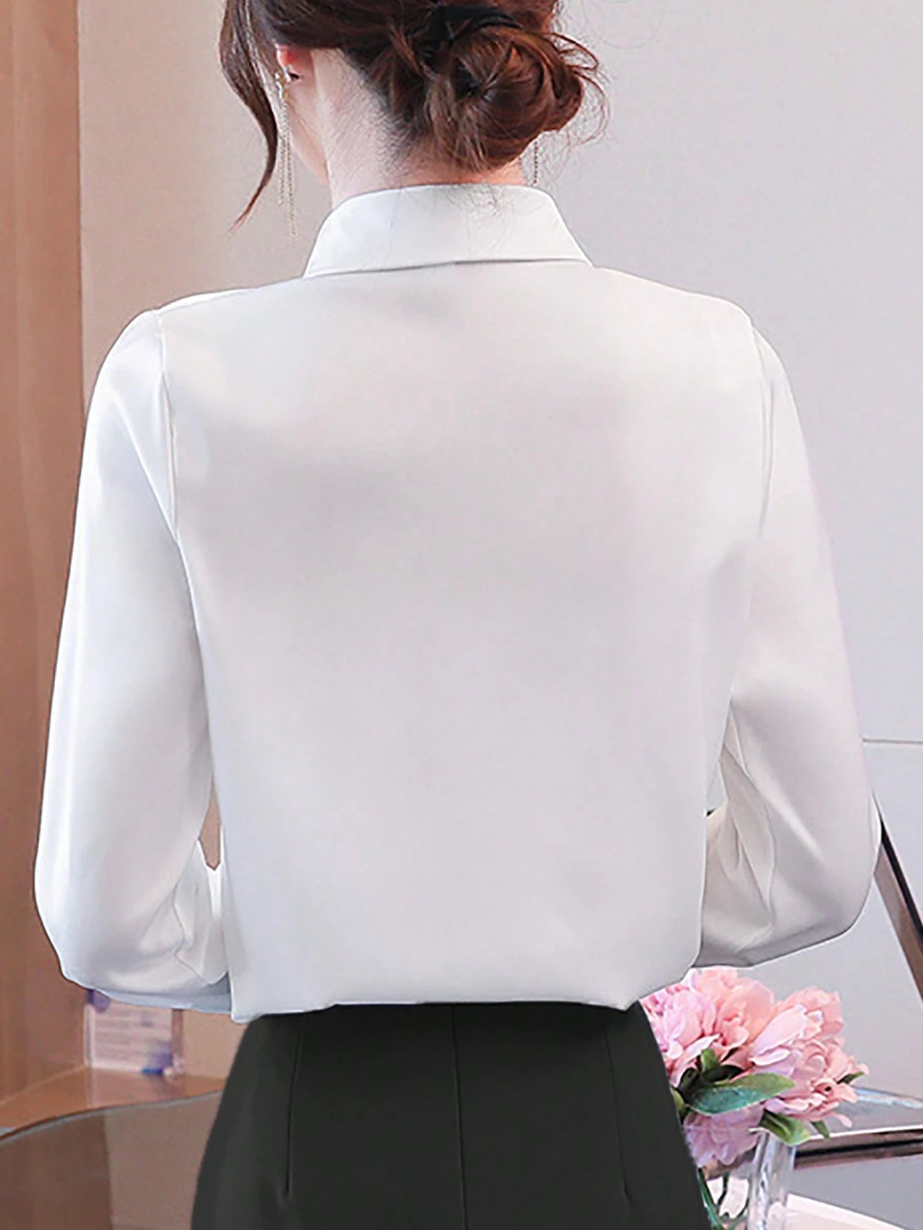EMERY ROSE Asymmetrical Collar Versatile Elegant Women Commuter T-Shirt Fall Cloth For Women