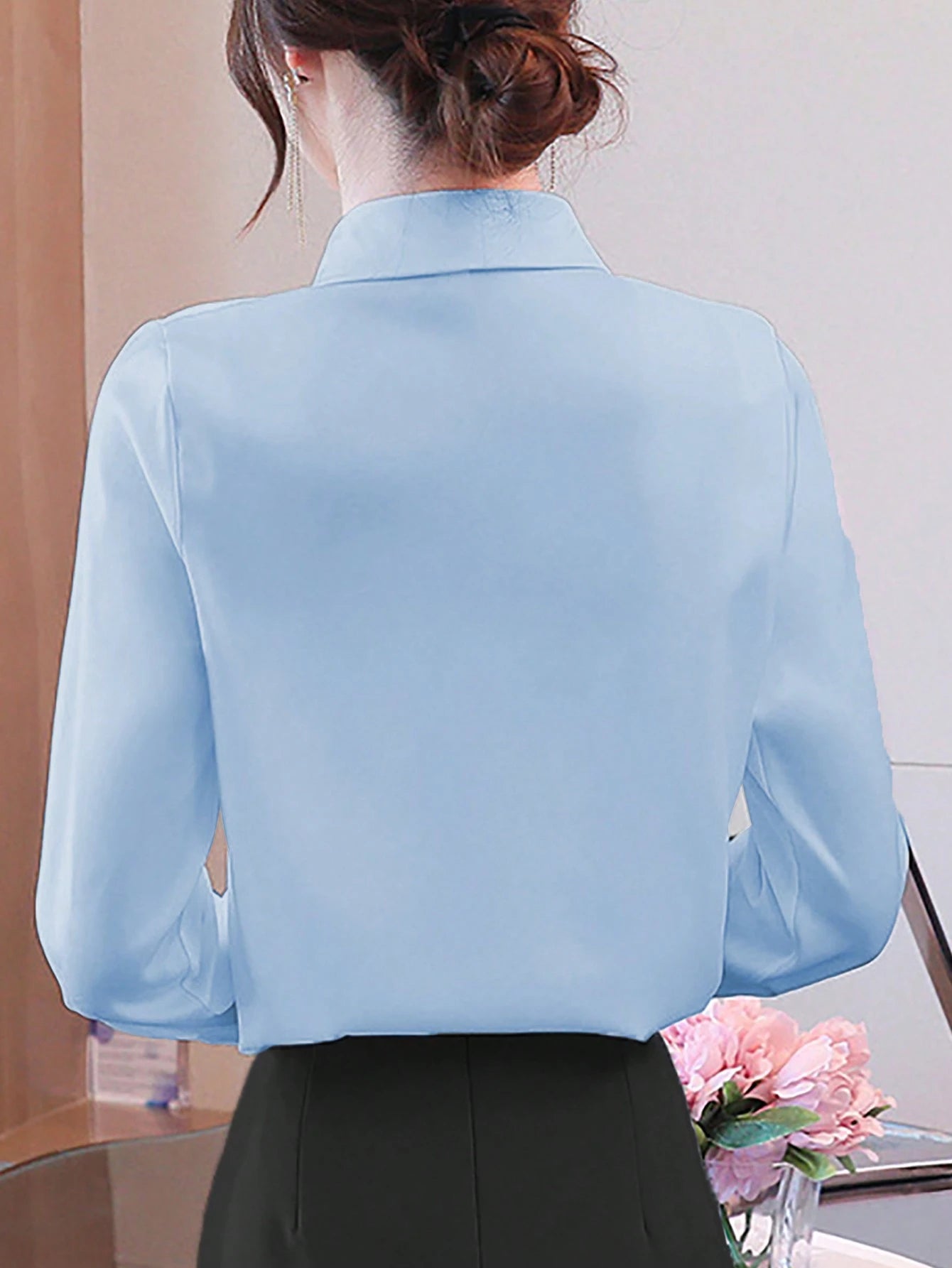 EMERY ROSE Asymmetrical Collar Versatile Elegant Women Commuter T-Shirt Fall Cloth For Women