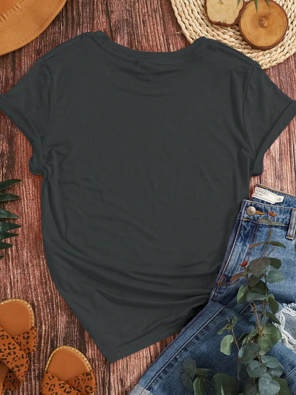EMERY ROSE Floral Pattern&Wear Comfortably&Round Neck T-Shirt&Summer&Spring,Women's Clothing Graphic Tees Women Tops