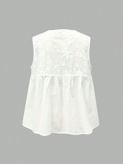 EMERY ROSE Plus Size Summer Casual Floral Decor Notched Neck Camisole