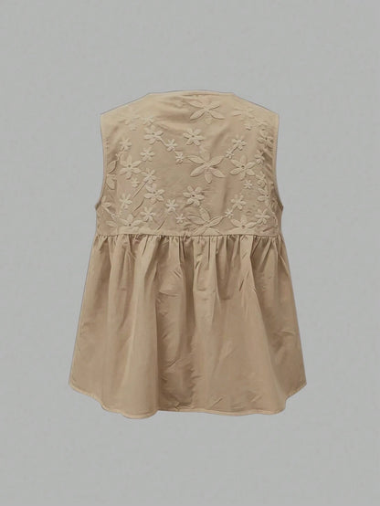 EMERY ROSE Plus Size Summer Casual Floral Decor Notched Neck Camisole