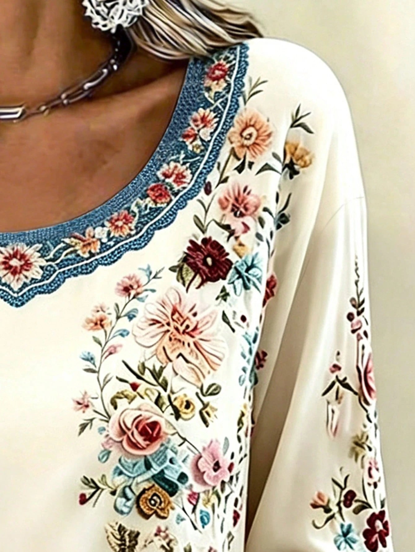 EMERY ROSE Plus Size Women Casual Top With Floral Print For, For Everyday Wear